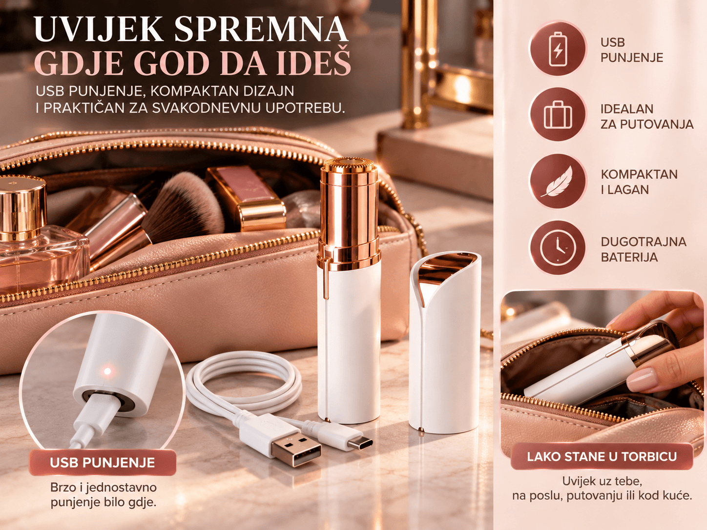 Punjivi odstranjivač dlačica za lice 5
