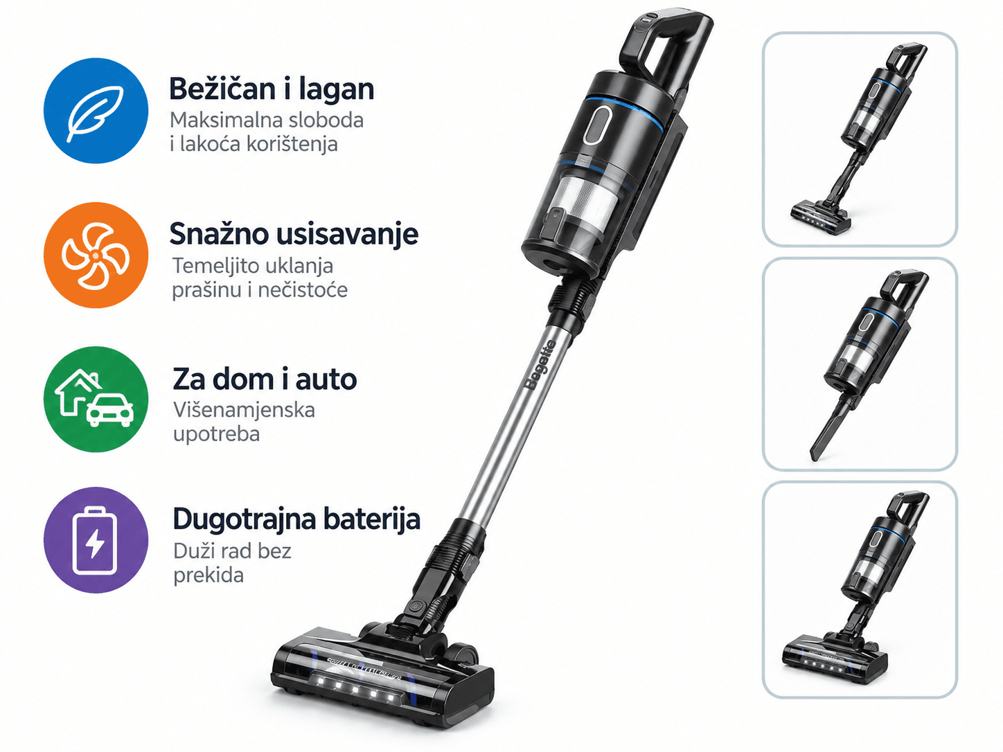 3-u-1 Bežični Štapni Usisivač 2